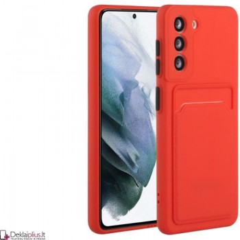 Švelnus silikoninis dėklas su kišenėle - raudonas (Samsung S21) Švelnus silikoninis dėklas su kišenėle - raudonas (Samsung S21)